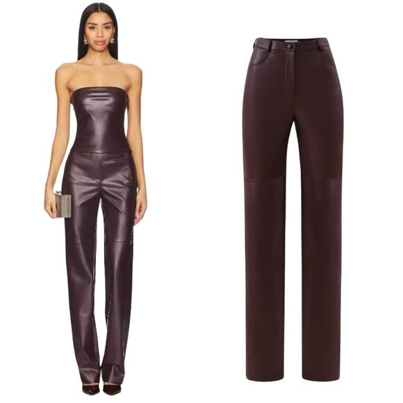 CULTNAKED | Killa Pants in Plum Faux Leather Straight Leg Jeans M w/ Tags - Picture 1 of 16